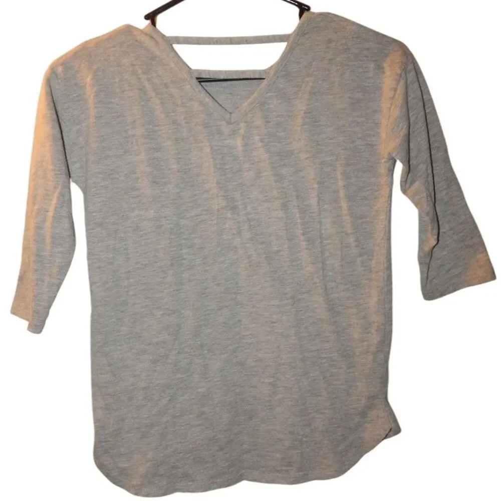 Justice Girls Size 8 Gray Hi‑Low Top Reversible Sequin Pocket 3/4 Sleeve